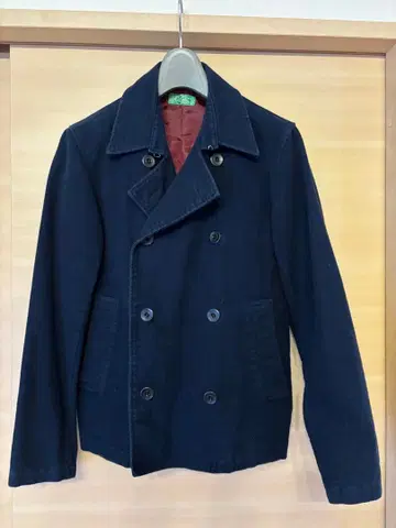 네이비 코튼 피 코트