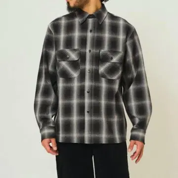 완판 컬러 BIG MIKE 헤비 플란넬 BLK x OFF L 사이즈