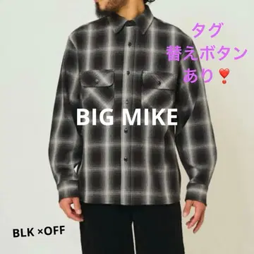 완판 컬러 BIG MIKE 헤비 플란넬 BLK x OFF L 사이즈