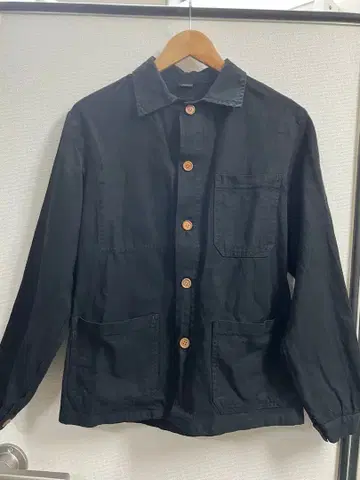 블랙 코튼 자켓 버튼 포함