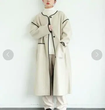 미사용 새상품 Aunt Marie's 노카라 파이핑 가운 코트