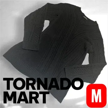 Tornado Mart 블랙 케이블 니트 V넥