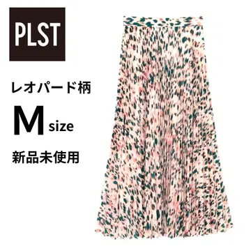 PLST 플라스테 레오파드 무늬 플리츠 롱 스커트 핑크 미사용 새상품