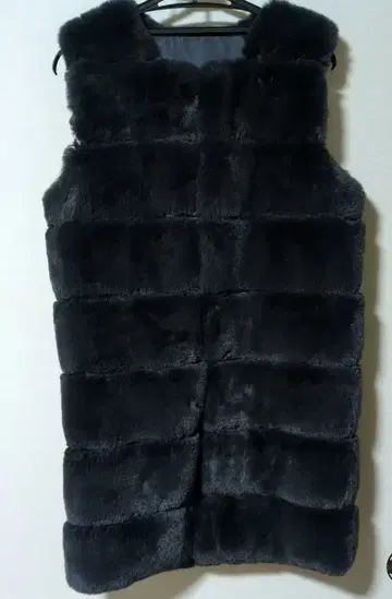 새상품 미사용 인조 모피 롱 베스트 다크 그레이