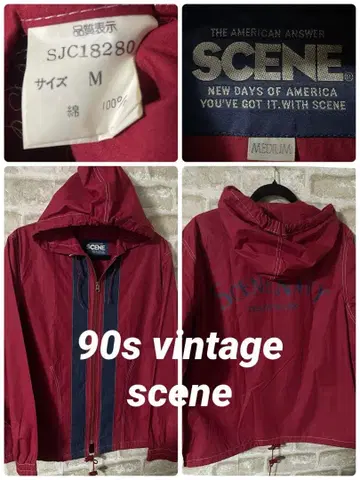 빈티지 90s scene 남성용 M 코튼 후드티 코튼 후디