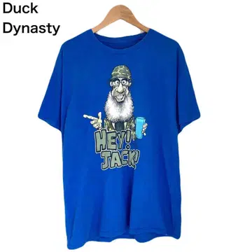 인물 T셔츠 캐릭터 프린트 반팔 블루 duck dynasty