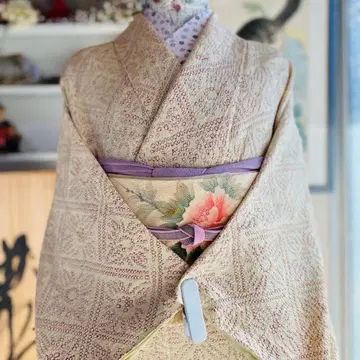 [ 총 시보리 코몬 기모노 순수 실크 ]