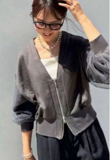 소매 튤 가디건 차콜 그레이/fosie 같은 형태