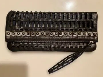 ANREALAGE 언리얼에이지 이단 접이식 메쉬 가죽 클러치