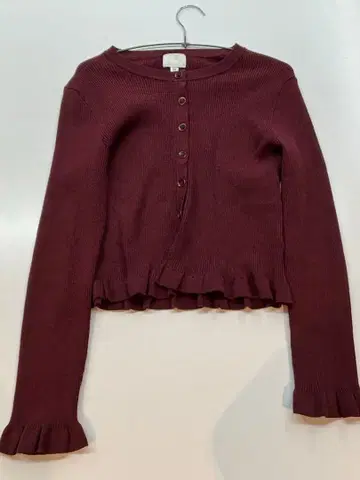 H&M 버건디 리브 가디건