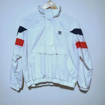 adidas 하프 지퍼 블루종 화이트