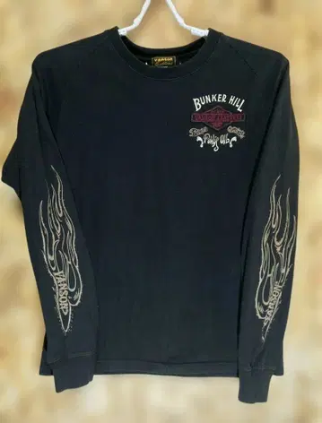 Vanson Leathers 블랙 롱 슬리브 T셔츠