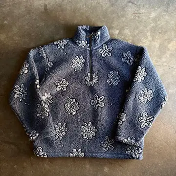 l.l.bean flower pattern half zip fleece