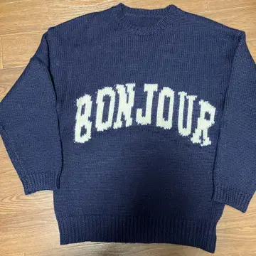 ELFRANK BONJOUR 니트 스웨터 네이비 긴팔