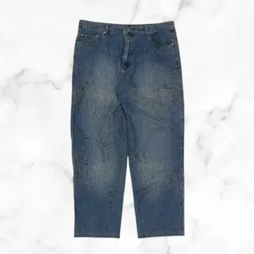 스트레이트 데님 와이드 빅 다크 블루 그런지 y2k