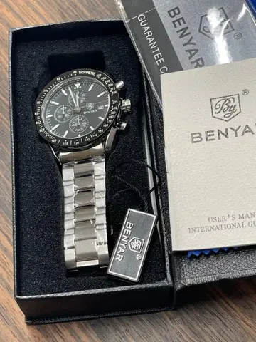 BENYAR 크로노그래프 쿼츠 손목시계 블랙 다이얼