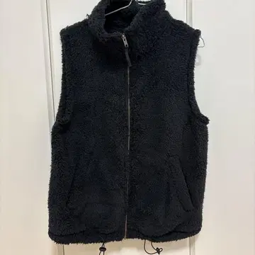 블랙 플리스 베스트 지퍼 달린 포근한 겨울 [ L ]