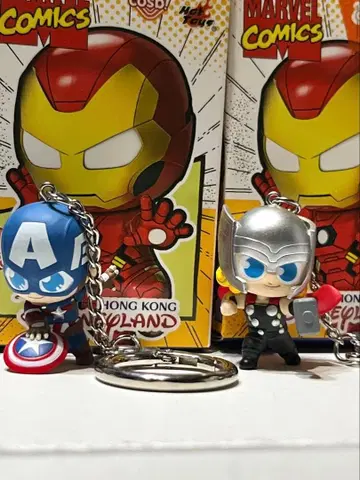 홍콩 디즈니랜드 마블 키체인 (마이티 토르, 캡틴 아메리카) 2종