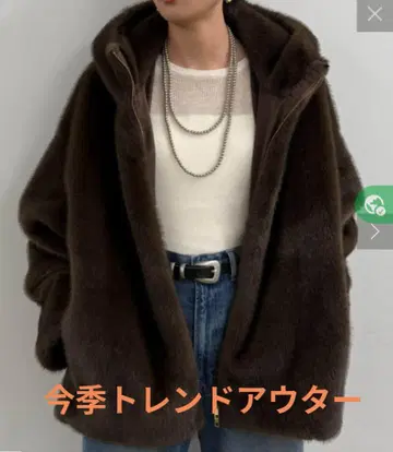 이번 시즌 트렌드 아우터 라운지 드레스 후드 인조 모피 블루종