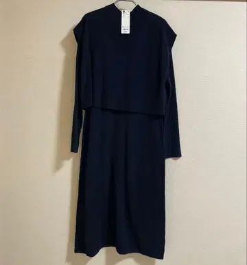 미사용 새상품 지유 GU 3WAY 레이어드 니트 원피스 네이비