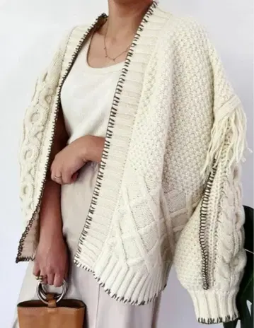 TORRAZZO DONNA 트라쪼돈나 케이블 짜임 프린지 가디건
