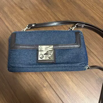 데님 숄더백 네이비