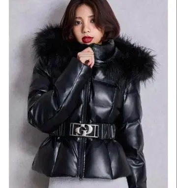 [ GYDA 완판템 ] GD 벨트 인조 가죽 숏 다운 코트