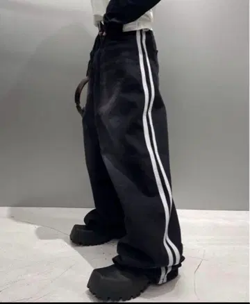 y2k 스트라이프 디자인 배기 데님