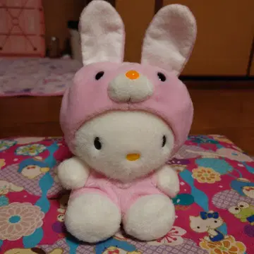 헬로키티 봉제 인형 토끼 모자