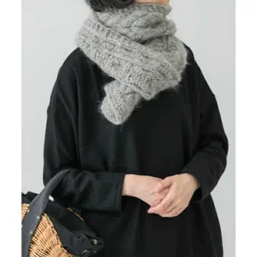 카구레 스리 알파카 울 머플러 스톨 그레이