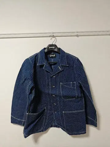 Schott 네이비 스트라이프 커버올 히코리 워바쉬