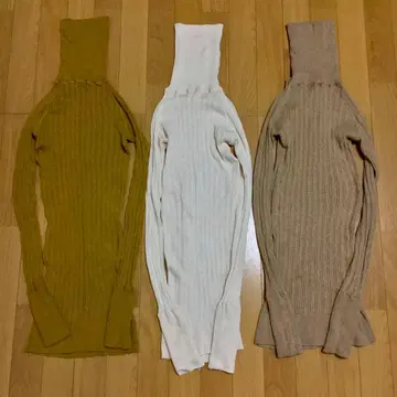 tumugu 랜덤 리브 니트 터틀넥 티셔츠 3개 세트