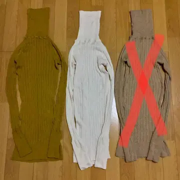 tumugu 랜덤 리브 니트 터틀넥 티셔츠 2장 세트