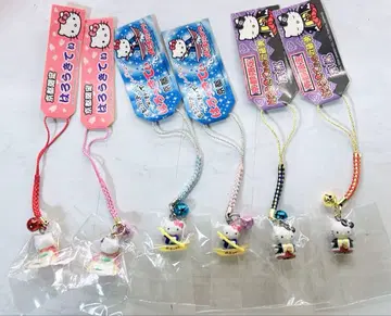 헬로키티 교토 한정판 호즈가와 뱃놀이 콘도 이사미 스트랩 세트