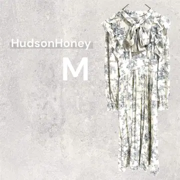 시마무라 허니 롱 원피스 긴팔 패턴 프릴 리본 플리츠