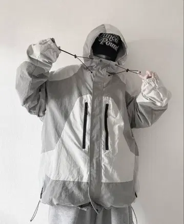 YACA 나일론 자켓 마운틴 후드티 그레이 오버 사이즈
