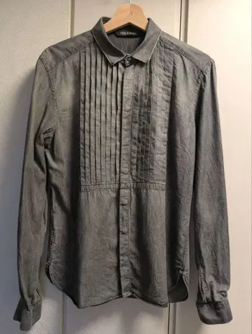 NEIL BARRETT 그레이 플리츠 셔츠