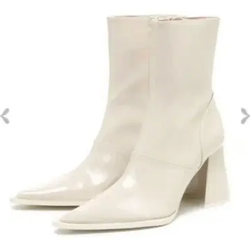 melt the lady 에나멜 포인티드 숏부츠 화이트