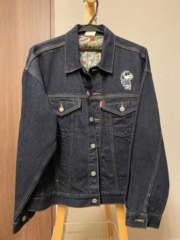 미사용 GU 스누피 데님 자켓 블루 화이트 2벌 M 사이즈