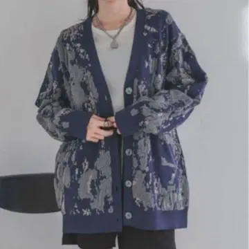 새상품급 JEANASIS 플로트 자카드 패턴 V넥 가디건