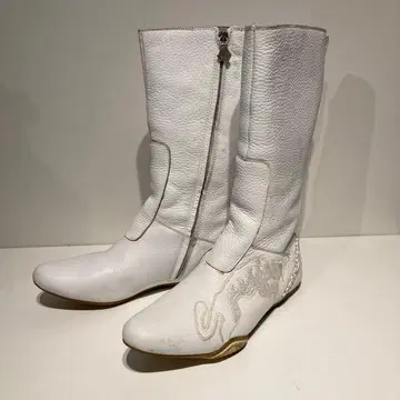 s1954 푸마 레이싱 화이트 가죽 부츠 지퍼 포함