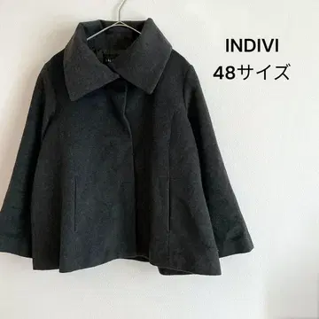 인디비 숏코트 울 혼방 그레이 판초풍 빅 사이즈 48