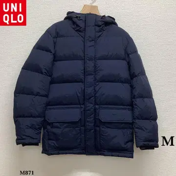 유니클로 다운 자켓 후드 부착 M 네이비