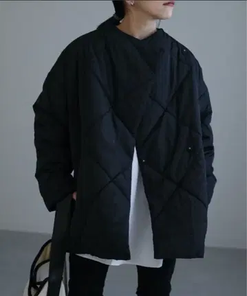 노카라 다이아 퀼트 패딩 블루종 머플러 세트