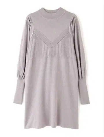 보라색 라벤더 니트 원피스 긴팔 퍼프 슬리브