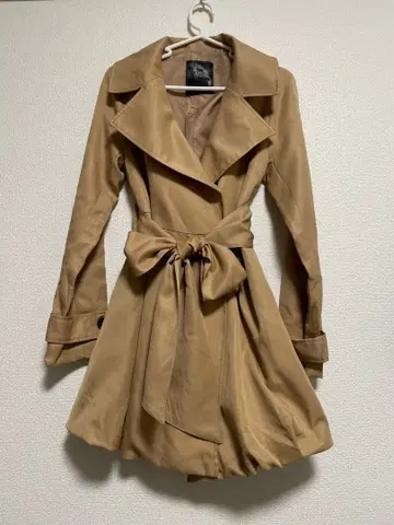 코트 봄/가을 얇은 소재 벌룬 코트 베이지