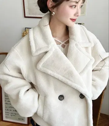 moment+ 모먼트플러스 보아 P코트 테디베어 코트 M 아우터