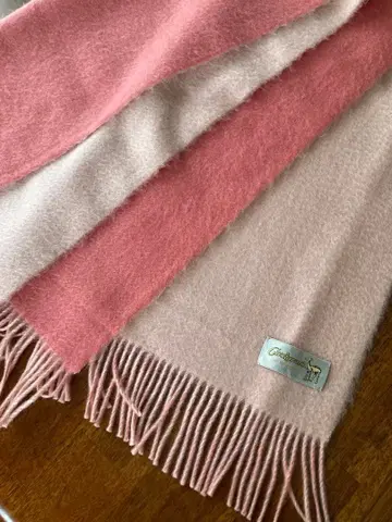 캐시미어 대형 숄 리버서블 짙은 핑크와 옅은 핑크 고급 고급 일본 의류