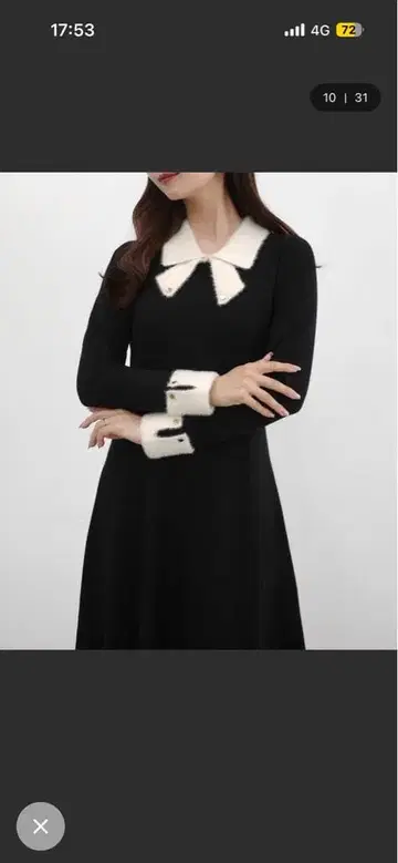 CENEA 세네아 바이컬러 리본 니트 원피스 블랙 S 사이즈