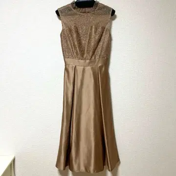 릴리안 테이프 자수 새틴 파티 드레스 브론즈 M 사이즈